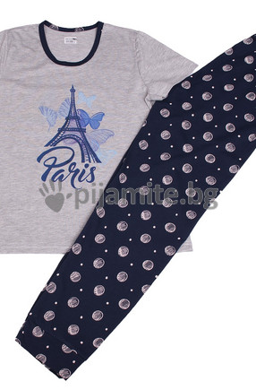 Дамска пижама къс ръкав, дълъг панталон, Париж 155